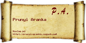 Prunyi Aranka névjegykártya